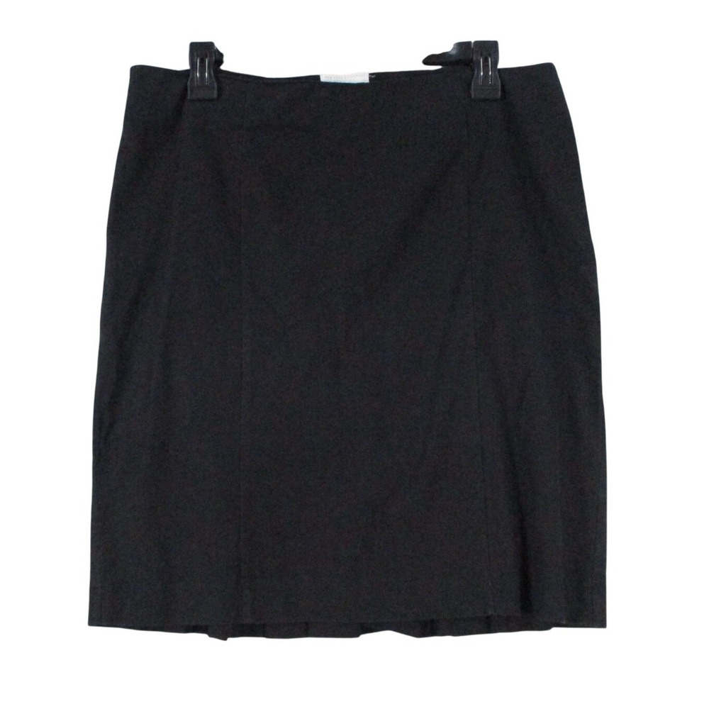 New York & Company Stretch Black Pencil Skirt Size 10 Pleated Back Career Wear